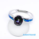 Mystic Rainbow Topaz and Opal 925 Sterling Silver Inlay Ring