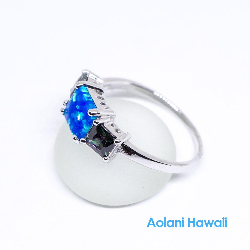 Rainbow Mystic Topaz and Opal 925 Sterling Silver Inlay Ring