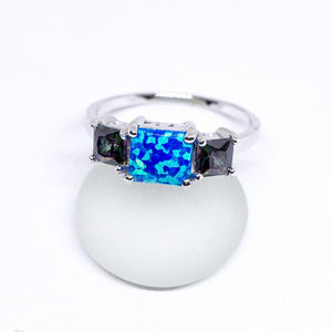 Rainbow Mystic Topaz and Opal 925 Sterling Silver Inlay Ring