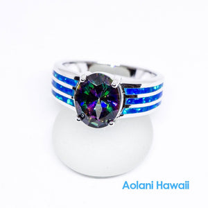 Mystic Topaz and Opal 925 Sterling Silver Inlay Ring