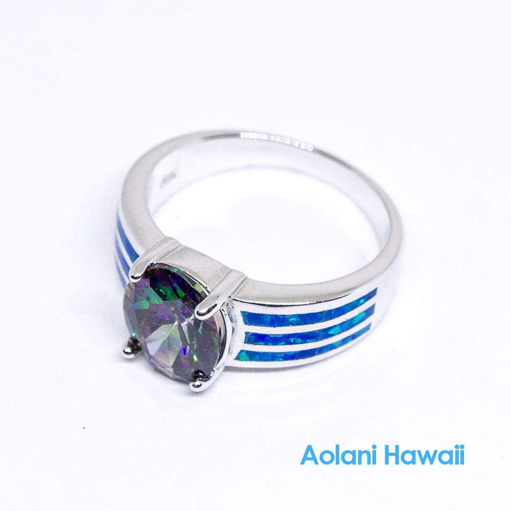 Mystic Topaz and Opal 925 Sterling Silver Inlay Ring