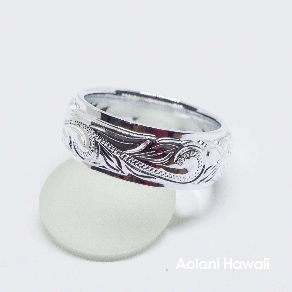 Sterling Silver Double Layered Ring Hand Engraved (8mm width, Barrel Style)