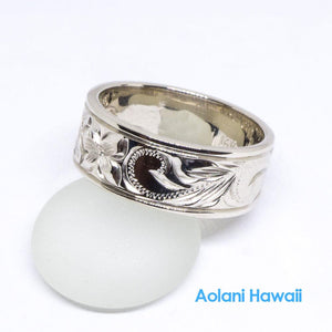 Hawaiian Gold Ring 14k Handmade (8mm width, Flat Style)
