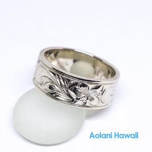 Hawaiian Gold Ring 14k Handmade (8mm width, Flat Style)