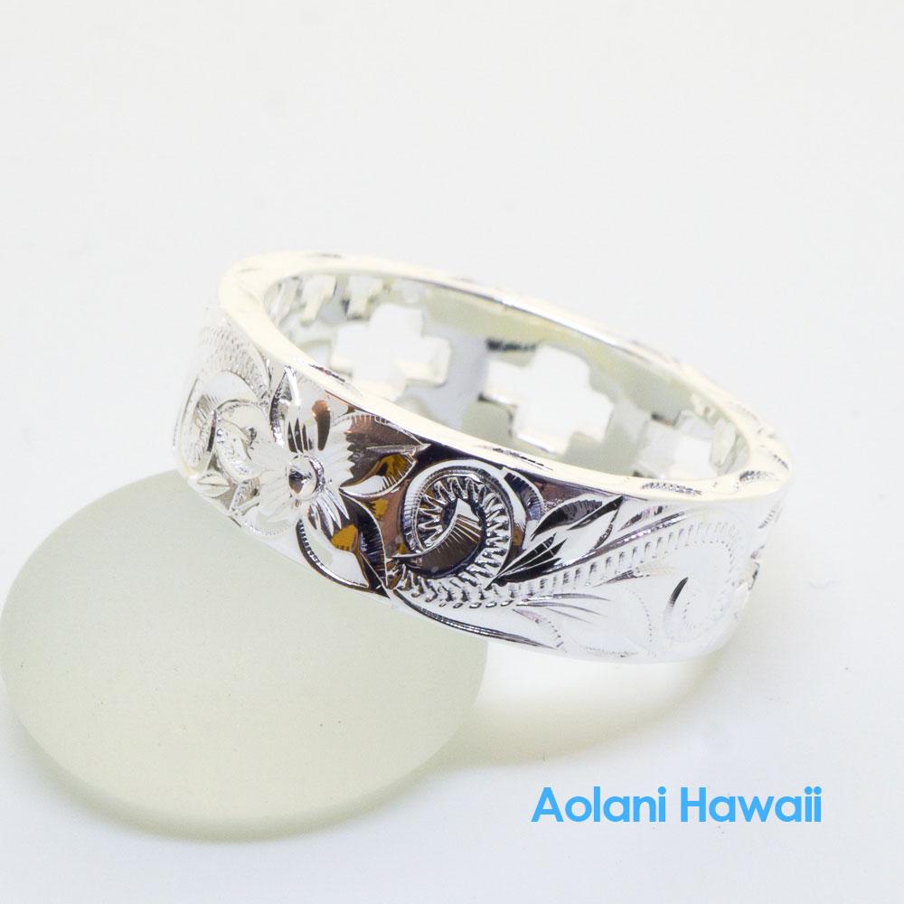 Hawaiian Jewelry Ring - Hand Engraved Sterling Silver Flat Ring (6mm width, Flat style)