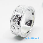 Traditional Hawaiian Hand Engraved Sterling Silver Flat Ring (4mm - 12mm width, 2mm thick Flat Style)