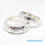 Hawaiian Ring - Hand Engraved Sterling Silver Barrel Ring (3mm-10mm width, Barrel style)