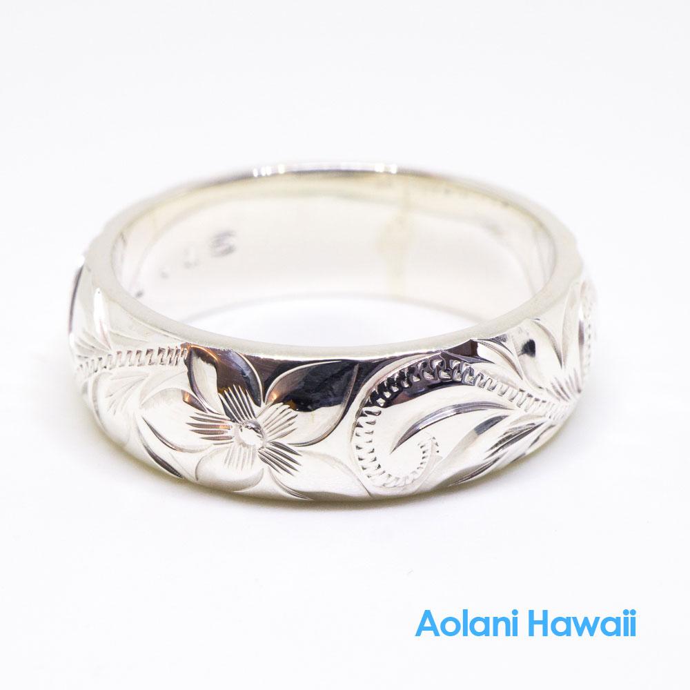 Hawaiian Ring - Hand Engraved Sterling Silver Barrel Ring (3mm-10mm width, Barrel style)