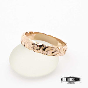 Handmade 14K Gold Traditional Hawaiian Ring (4mm Width Barrel)