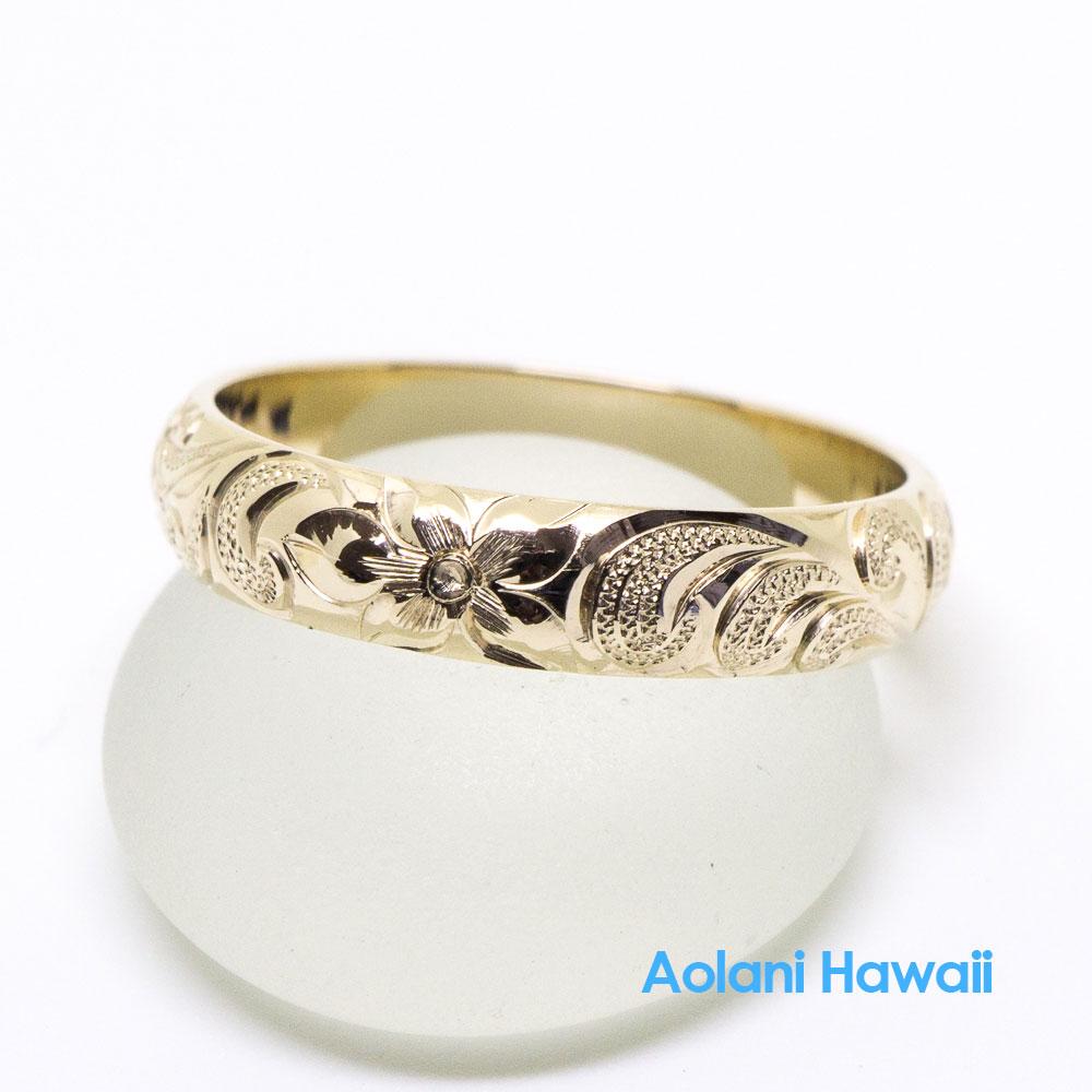 14K Gold Traditional Hawaiian Ring (4mm Width Barrel)