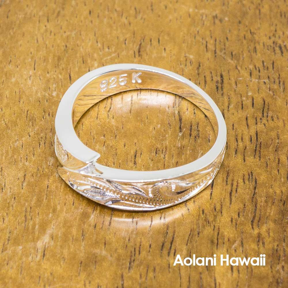 Hawaiian Jewelry Ring Sterling Silver Flat (Leave Shape, Flat style)