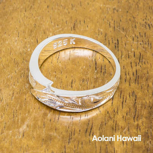 Hawaiian Jewelry Ring Sterling Silver Flat (Leave Shape, Flat style)