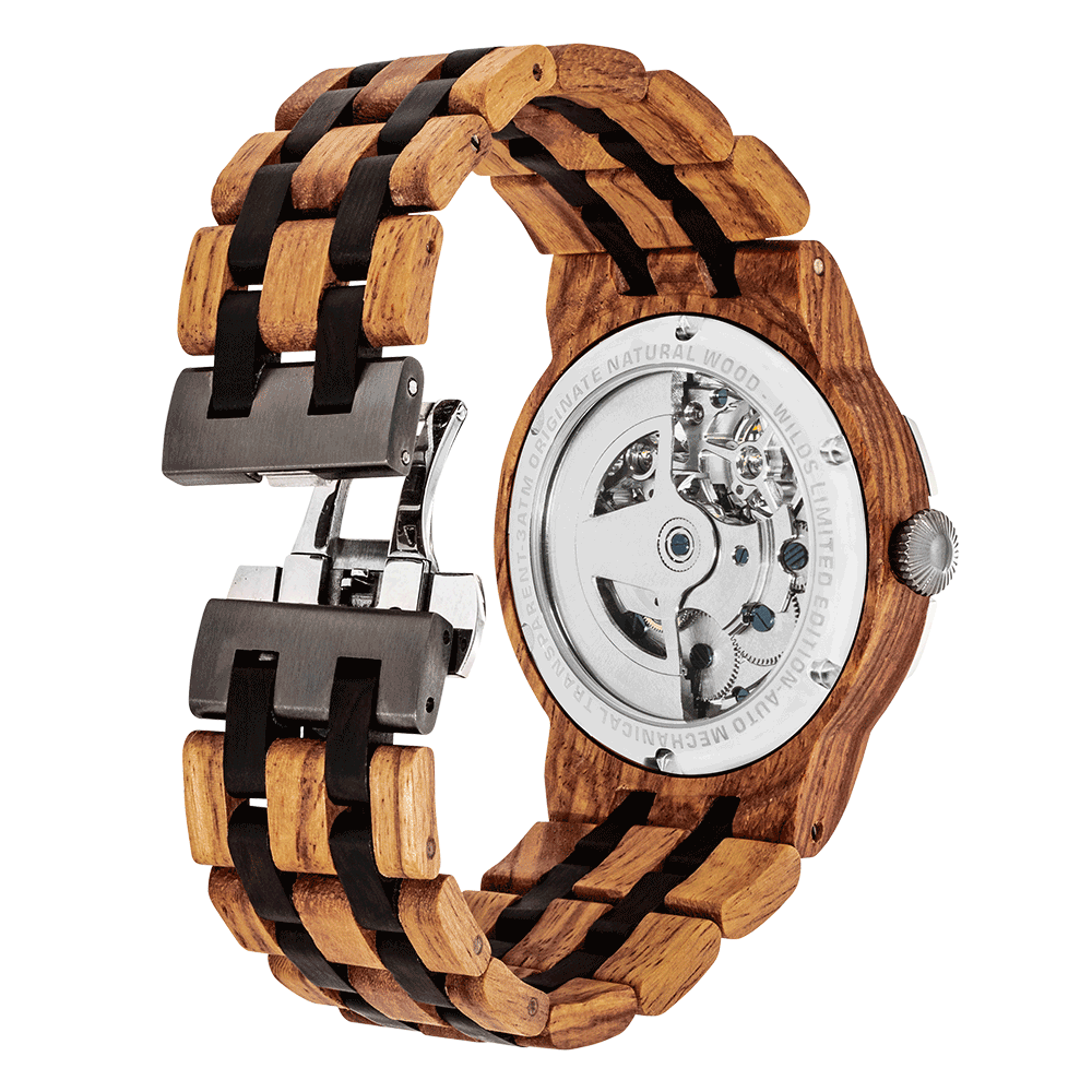 NEW - Men's Dual Wheel Automatic Ambila Wood Watch