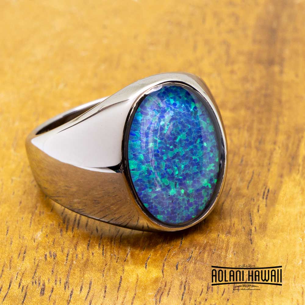 
            
                Load image into Gallery viewer, Oval Opal Tungsten Chrome Class Ring
            
        