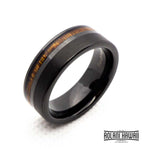 Koa wood Black Tungsten Ring with Brushed Satin Surface