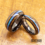 Opal Black Tungsten Ring with Koa Wood Inlay