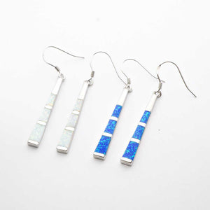 925 Sterling Silver Earring Pierce with Opal Inlay