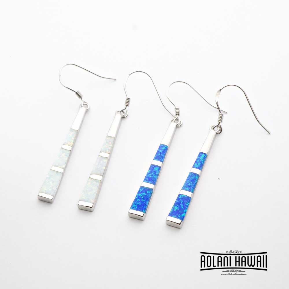 925 Sterling Silver Earring Pierce with Opal Inlay