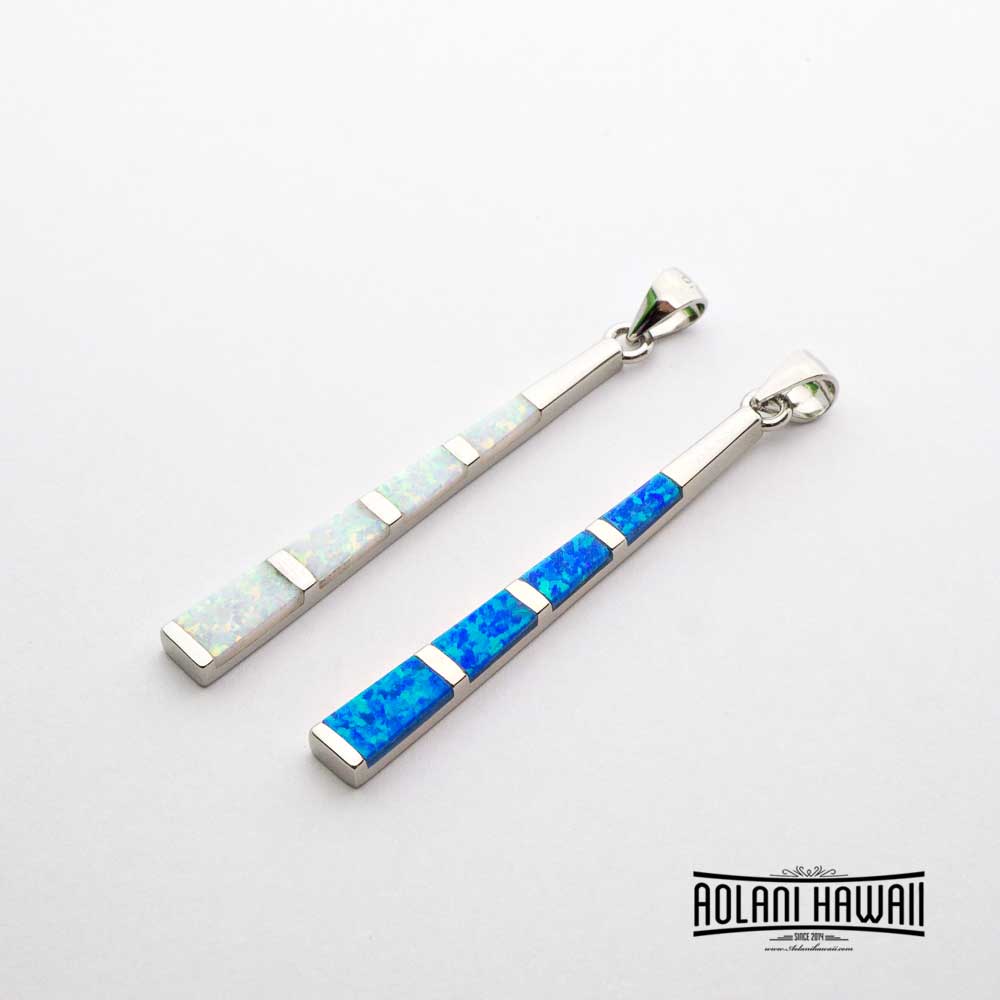 
            
                Load image into Gallery viewer, Blue White Opal Inlaid Sterling Silver Pendant
            
        