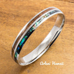 Abalone Koa Wood Bracelet handmade with Stainless Steel (6mm - 10mm width) - Aolani Hawaii - 1