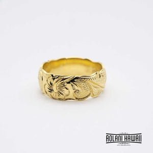 14K Gold Traditional Hawaiian Ring (8mm Barrel)