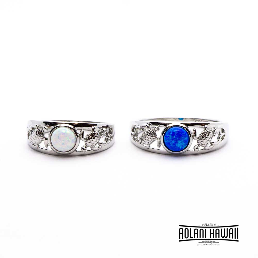 Honu Turtle Sterling Silver with Opal Stones Hawaiian Rings – Aolani Hawaii