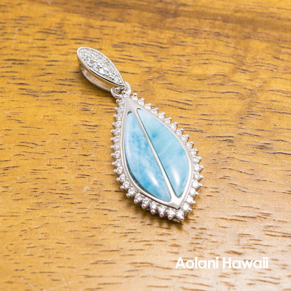 Larimar Pendant with CZ Cubic Zirconia Stone Setting