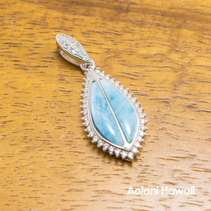 
            
                Load image into Gallery viewer, Larimar Pendant with CZ Cubic Zirconia Stone Setting
            
        
