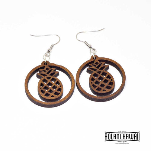 Pineapple Genuine Handmade Koa Wood Dangling Pierce