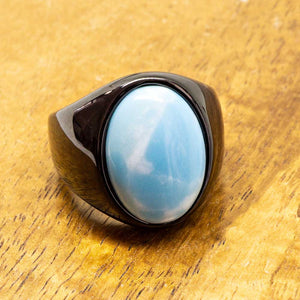 
            
                Load image into Gallery viewer, Black Tungsten Larimar Class Ring
            
        