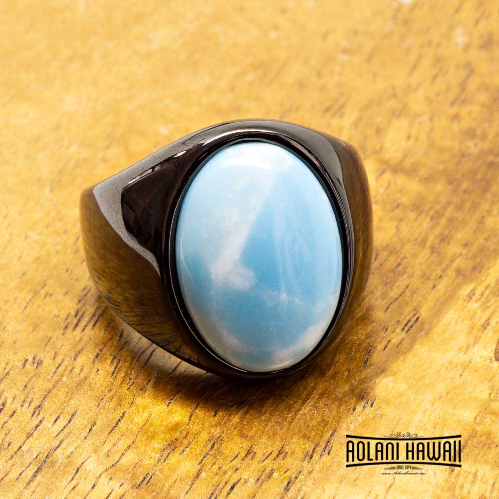 Black Tungsten Larimar Class Ring