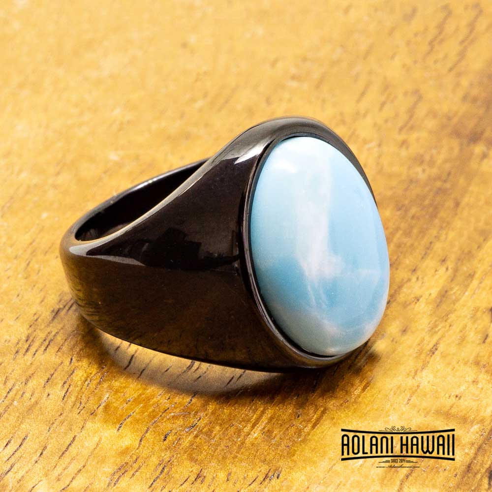 Black Tungsten Larimar Class Ring