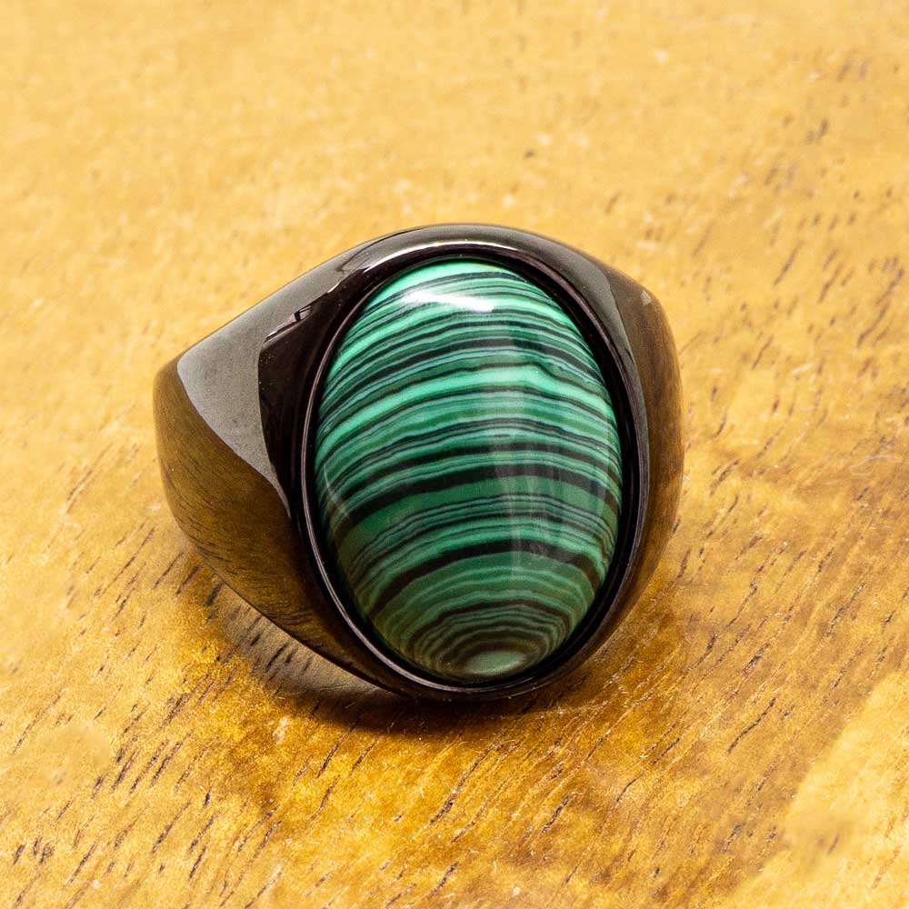 Black Tungsten Malachite Class Ring