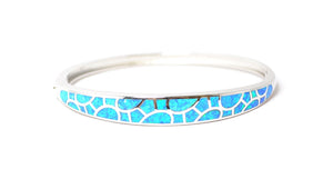 
            
                Load image into Gallery viewer, CZ Stone Opal  Sterling Silver Hinged Bangle Bracelet
            
        