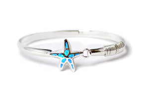 
            
                Load image into Gallery viewer, Sea Star Opal Sterling Silver Hooked Bangle Bracelet
            
        