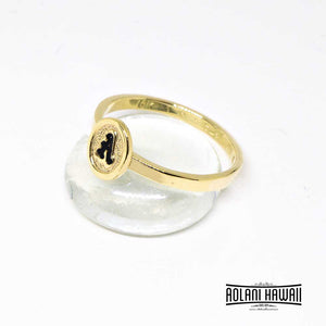 
            
                Load image into Gallery viewer, Initial Traditional Hawaiian Hand Engraved 14k Gold Ring (2mm width, Flat style)
            
        