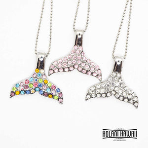 
            
                Load image into Gallery viewer, Whale Tail Pendant with CZ Stones (18&amp;quot; Chain Included)
            
        