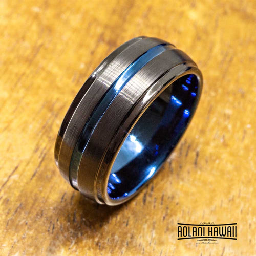 New - Dome Shape Black Tungsten Ring with Brushed Satin Surface( 8mm width)