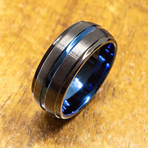 New - Dome Shape Black Tungsten Ring with Brushed Satin Surface( 8mm width)
