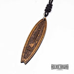 Koa Wood Hawaiian Island Surfboard Pendant Necklace