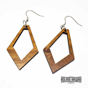 Koa Wood Diamond Shape Earring Pierce