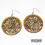 Genuine Handmade Koa Wood Tree Of Life Earring Pierce