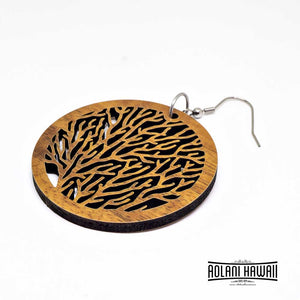 Genuine Handmade Koa Wood Tree Of Life Earring Pierce