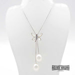 Butterfly Pearl Necklace Pendant with Sterling Silver Chain
