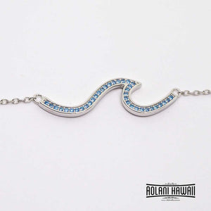 Sterling Wave Pendant Necklace Koa Wood, Opal and Mystic Stone