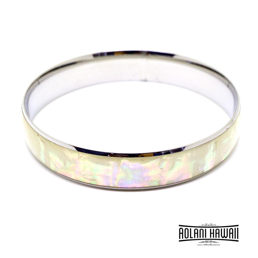 White Abalone Stainless Steel Bracelet (4mm - 12mm width)