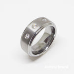 CZ Stone Flat Satin Finish Tungsten Ring 8mm