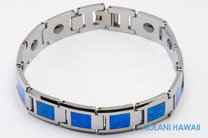 Opal Tungsten Carbide Bracelet (14mm width, 8" inch in length) - Aolani Hawaii - 1