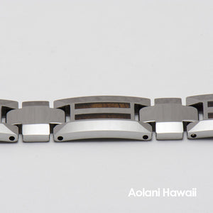 Tungsten Carbide Koa Wood Bracelet (10mm width, 8" inch in length) - Aolani Hawaii - 2