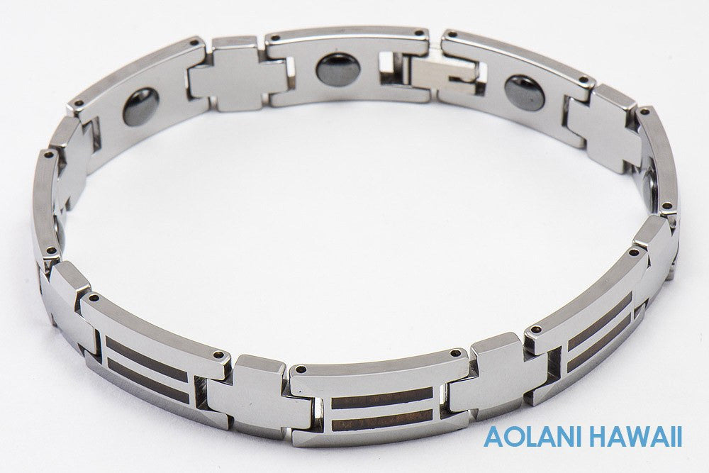 
            
                Load image into Gallery viewer, Tungsten Carbide Koa Wood Bracelet (10mm width, 8&amp;quot; inch in length) - Aolani Hawaii - 1
            
        